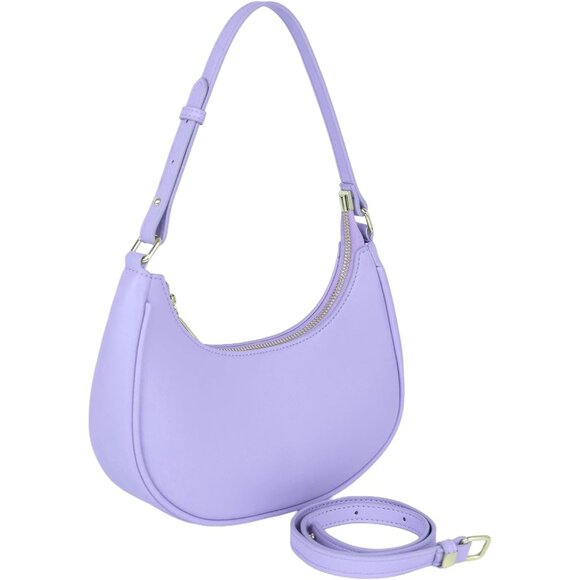 Women Purple Retro Classic Clutch Shoulder Tote Hand Bag With Zipper Closure - Picture 3 of 6
